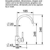 Countertop kitchen faucet with a swivel spout Cursolo