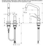 Two-hole countertop kitchen faucet with a swivel spout Kilkeel