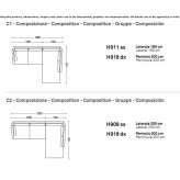 Sofa materiałowa segmentowa z szezlongiem Itati