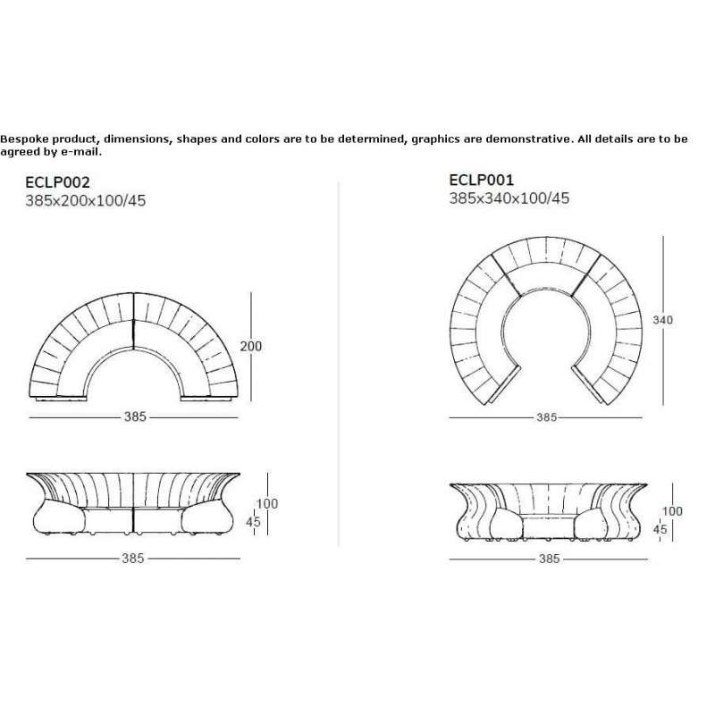 Curved fabric sofa Olivette