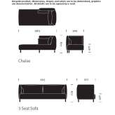 Sofa materiałowa 3-osobowa z szezlongiem Tipitapa
