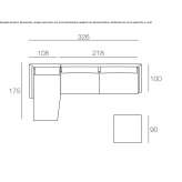 Sofa materiałowa segmentowa z szezlongiem Delphi