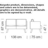 Sofa materiałowa 2-osobowa Soledar