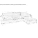 4-seater fabric sofa with a removable cover and a chaise longue Areado