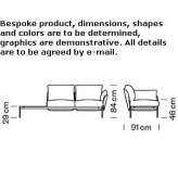 Modułowa 2-osobowa sofa materiałowa Tonya