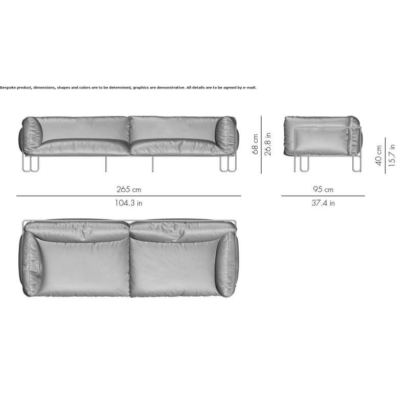 Sofa materiałowa 3-osobowa Falher