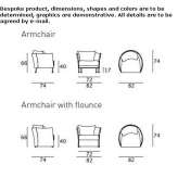 Armchair with removable cover and armrests Barberi