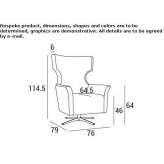 Wing chair with 4-star base with armrests Avola