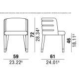 Leather armchair with armrests and ash structure Fiesole