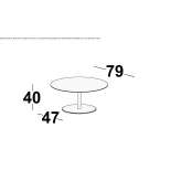 Low round coffee table made of HPL Podivin