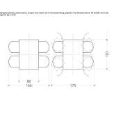 Monoblock canteen table made of steel and wood with integrated seats Taquara