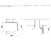 Monoblock canteen table made of steel and wood with integrated seats Grishino