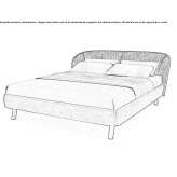 Podwójne łóżko materiałowe z tapicerowanym zagłówkiem Sarkoey