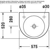 Round ceramic wall washbasin with overflow Claxton