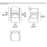 Rattan and fabric chair with open backrest Vazhiny