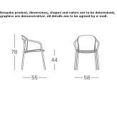 Steel and wood chair with armrests Flinders