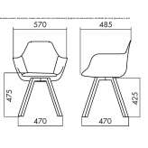 Chair with fabric shell and ash base Boka