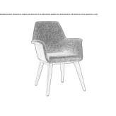Chair upholstered in fabric with armrests and a beech wood base Basecles