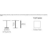 Square steel contract table with 4-star base Tepebasi