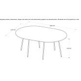 Oval wood veneer and metal table Barahona