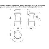 Upholstered bar stool with backrest Azkoitia