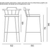 High stool made of powder-coated steel with armrests Anso