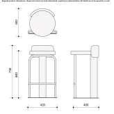 High fabric stool with footrest Lindale