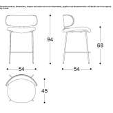 High stool in fabric and metal Koeping