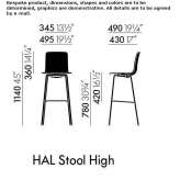 High bar stool made of polypropylene Herran