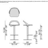 Swivel metal stool with walnut backrest Acos