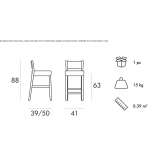 High beech stool with footrest Tacony