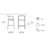 High beech stool with footrest Tacony