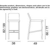 Tall stool in tanned leather with backrest Morelos