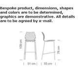 High bar stool made of polypropylene Ossana