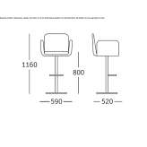 Fabric stool with armrests and backrest Austell