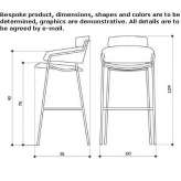 High stool upholstered in fabric with armrests Natoye