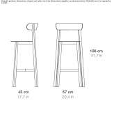 Tall wooden bar stool Onigo