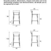 Polypropylene and wood bar stool with backrest Penalver