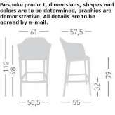 High stool with armrests and backrest Edremit