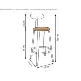 High metal and Lloyd loom stool with backrest Brovst