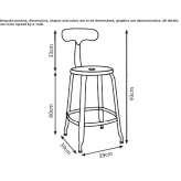 High metal stool with backrest Sadu