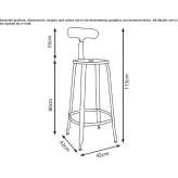 High metal stool with backrest Sadu