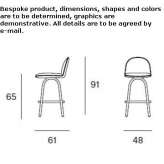 High stool upholstered in fabric with a footrest Tebar