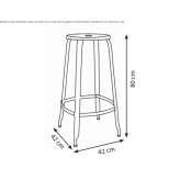 High metal stool with footrest Sadu