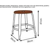 Low stool in metal and wood with footrest Soddi