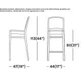 Solid wood stool with integrated backrest cushion Harnes