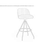 High swivel metal stool with footrest Surubim