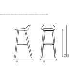 Tall polypropylene bar stool with footrest Tatui