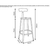 High metal stool with backrest Sadu