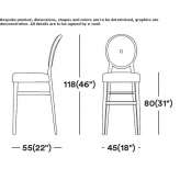 Solid wood stool with integrated backrest cushion Sesori